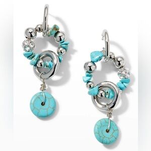 NWOT DANNIJO Elliot Rhodium Plated And Turquoise Drop Earrings